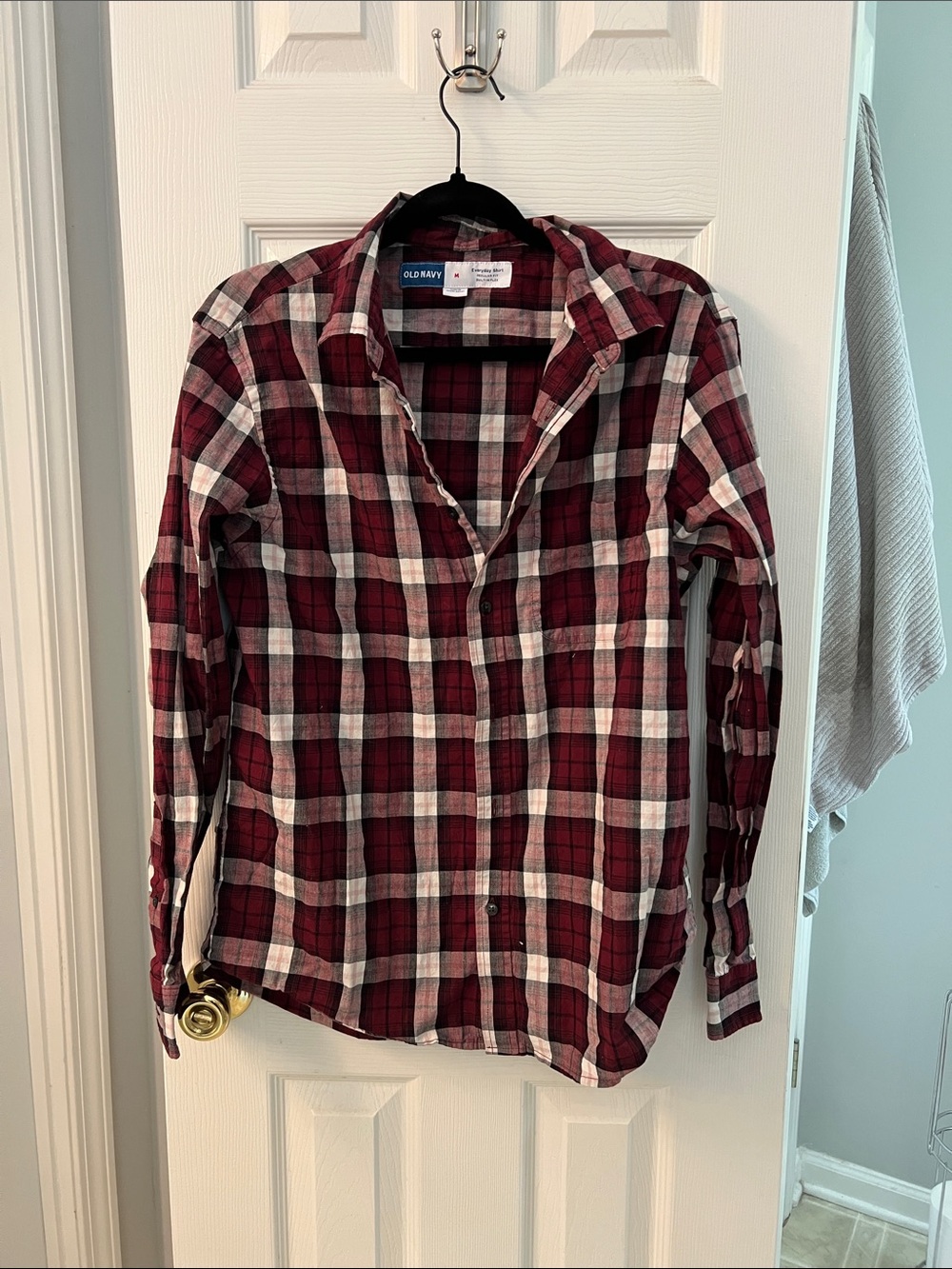 Old Navy Burgundy and White Plaid Shirt